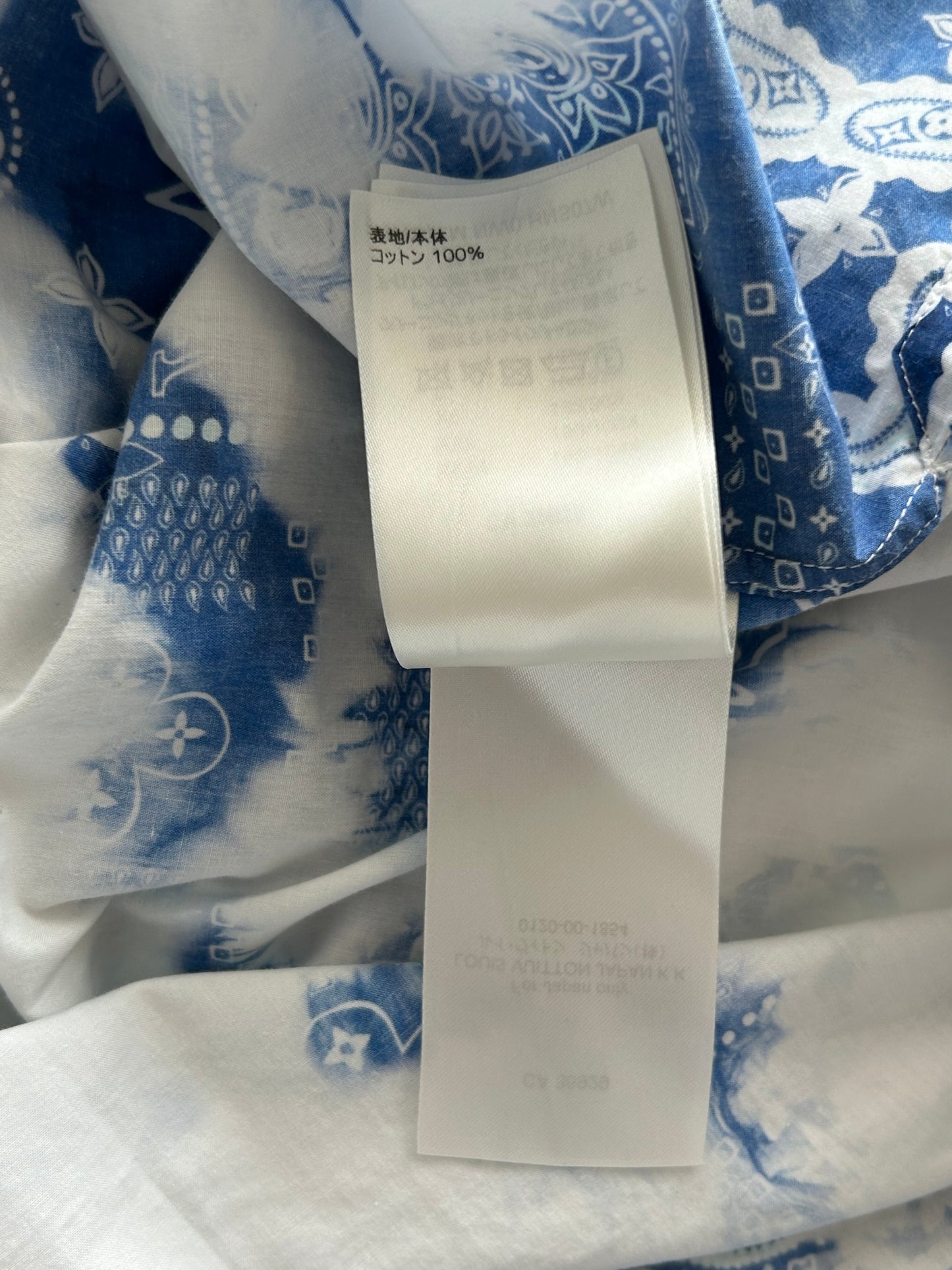 Louis Vuitton Blue Bleached Bandana Monogram Button Up Shirt