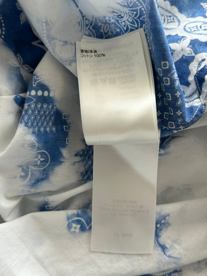 Louis Vuitton Blue Bleached Bandana Monogram Button Up Shirt