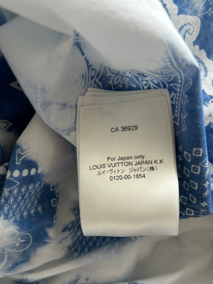 Louis Vuitton Blue Bleached Bandana Monogram Button Up Shirt