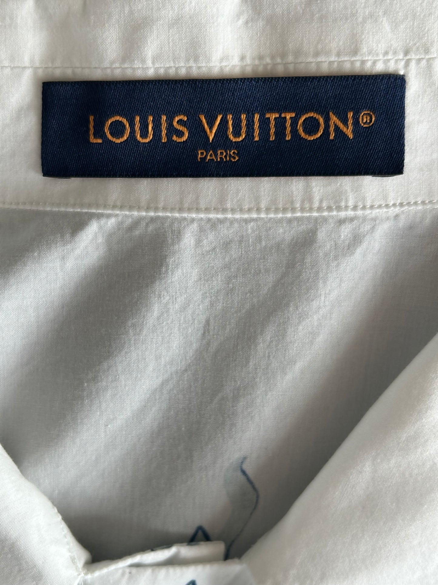 Louis Vuitton Blue & White Aquagarden Monogram Button Up Shirt