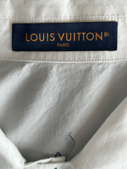Louis Vuitton Blue & White Aquagarden Monogram Button Up Shirt