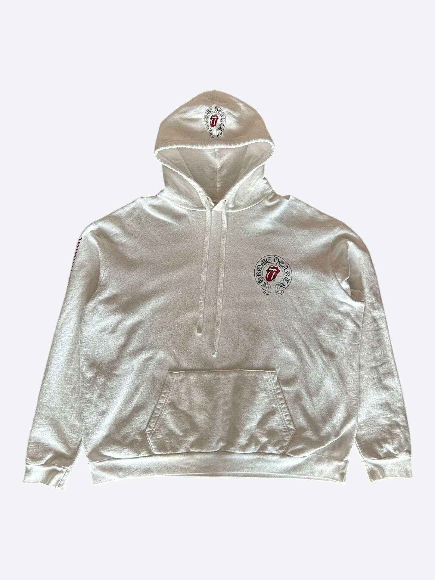Chrome Hearts Rolling Stones White & Red Horseshoe Logo Hoodie