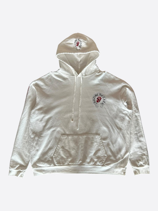 Chrome Hearts Rolling Stones White & Red Horseshoe Logo Hoodie