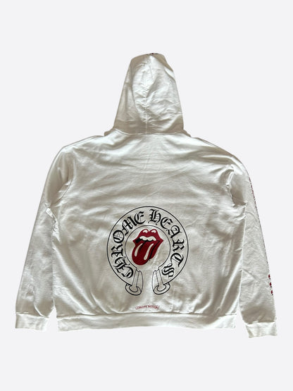 Chrome Hearts Rolling Stones White & Red Horseshoe Logo Hoodie