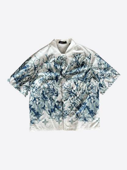 Louis Vuitton Blue & White Aquagarden Monogram Button Up Shirt