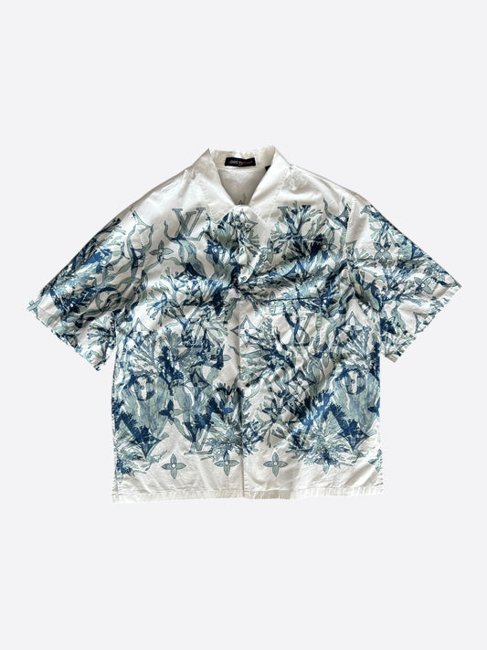 Louis Vuitton Blue & White Aquagarden Monogram Button Up Shirt