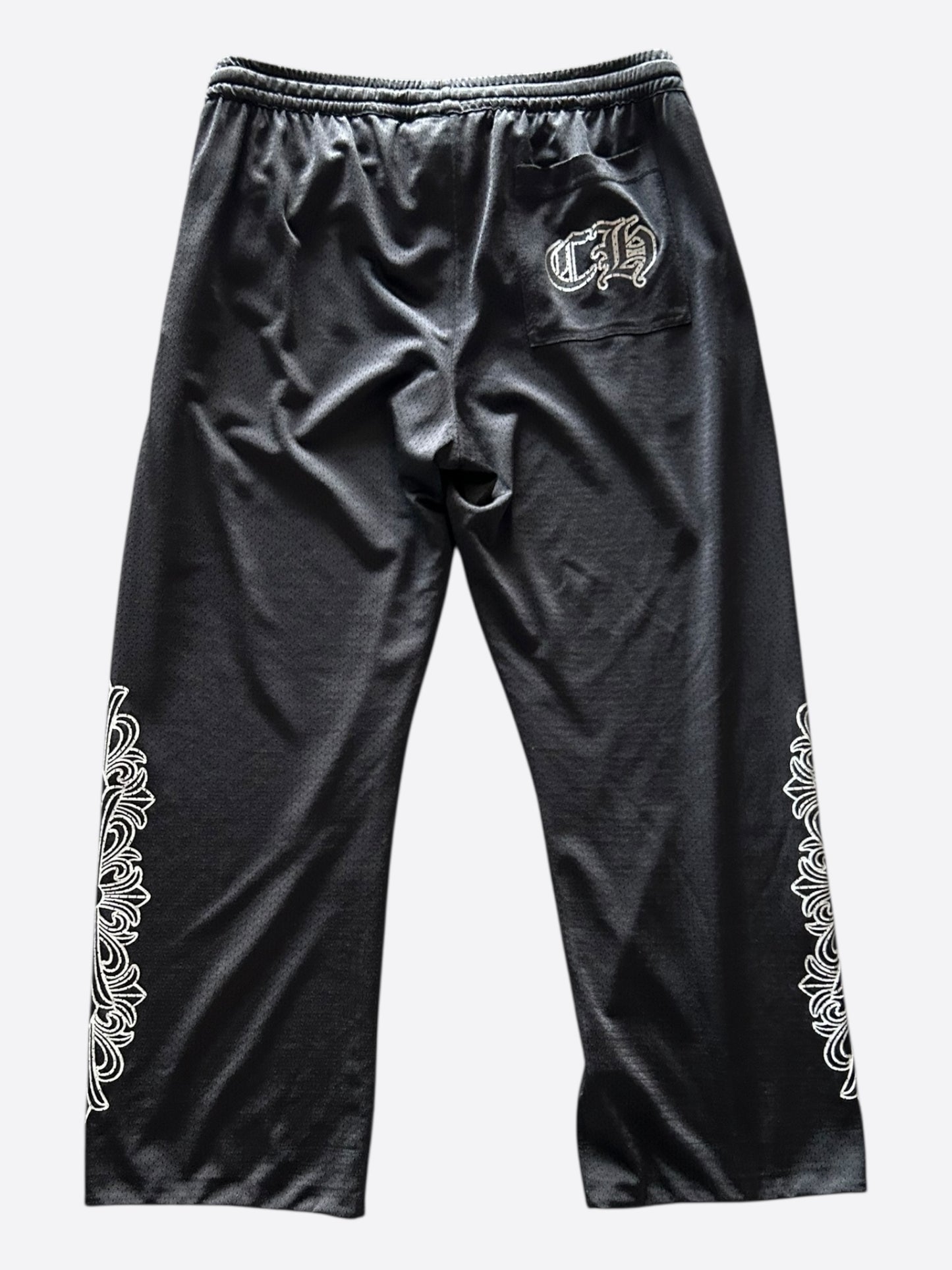 Chrome Hearts Black & White Floral Nylon Mesh Trackpants