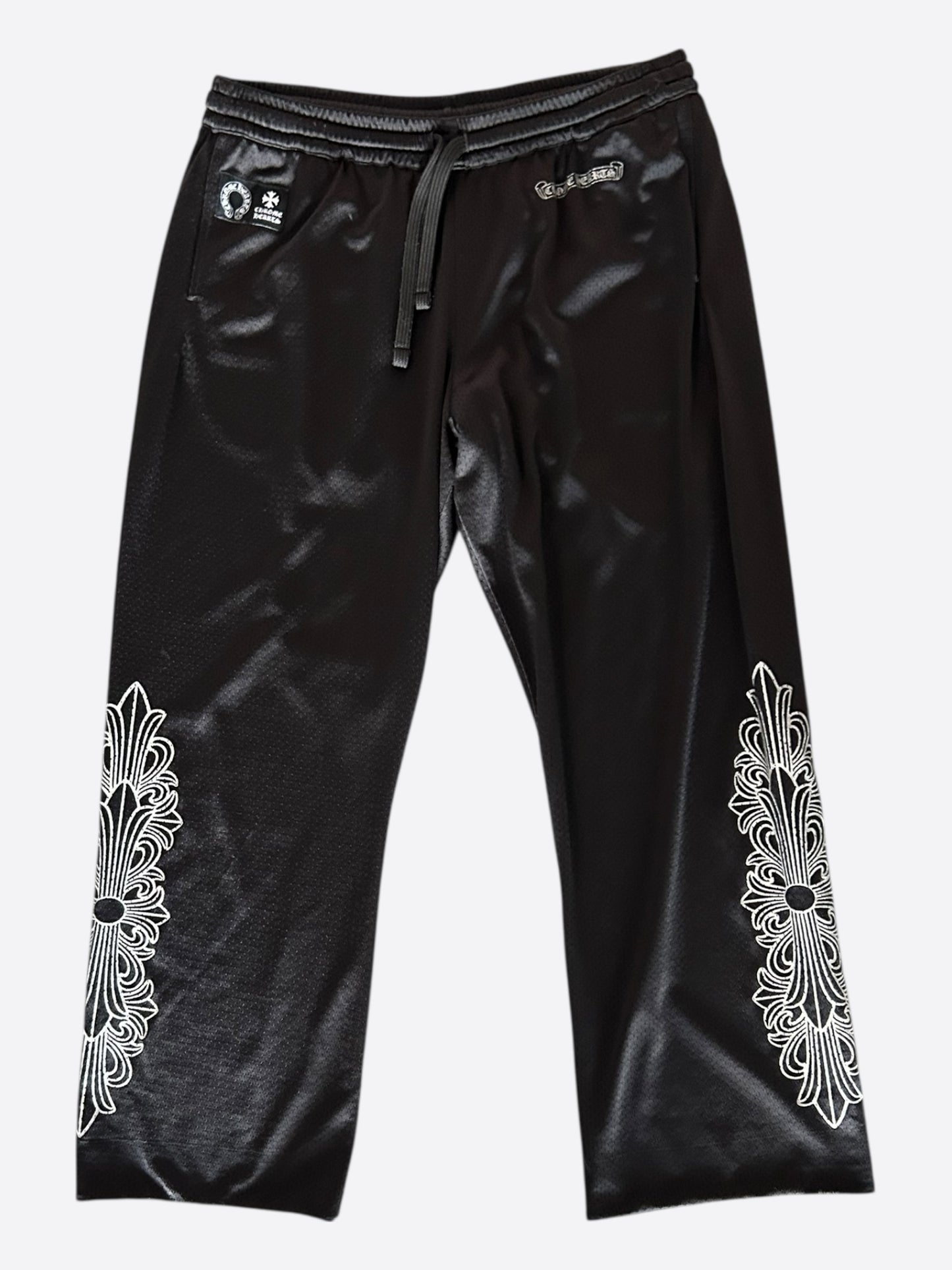 Chrome Hearts Black & White Floral Nylon Mesh Trackpants