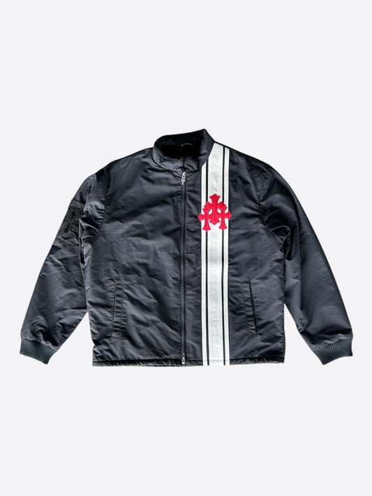 Chrome Hearts Black & White Striped Triple Cross Racing Jacket