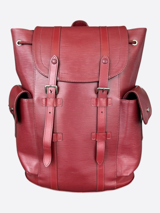 Louis Vuitton Red EPI Leather Christopher Backpack