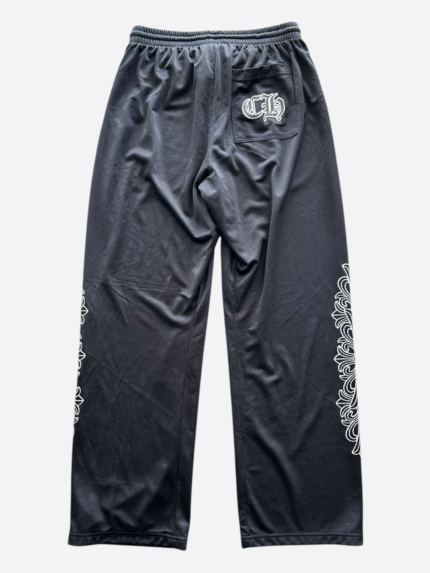 Chrome Hearts Black & White Floral Nylon Mesh Trackpants