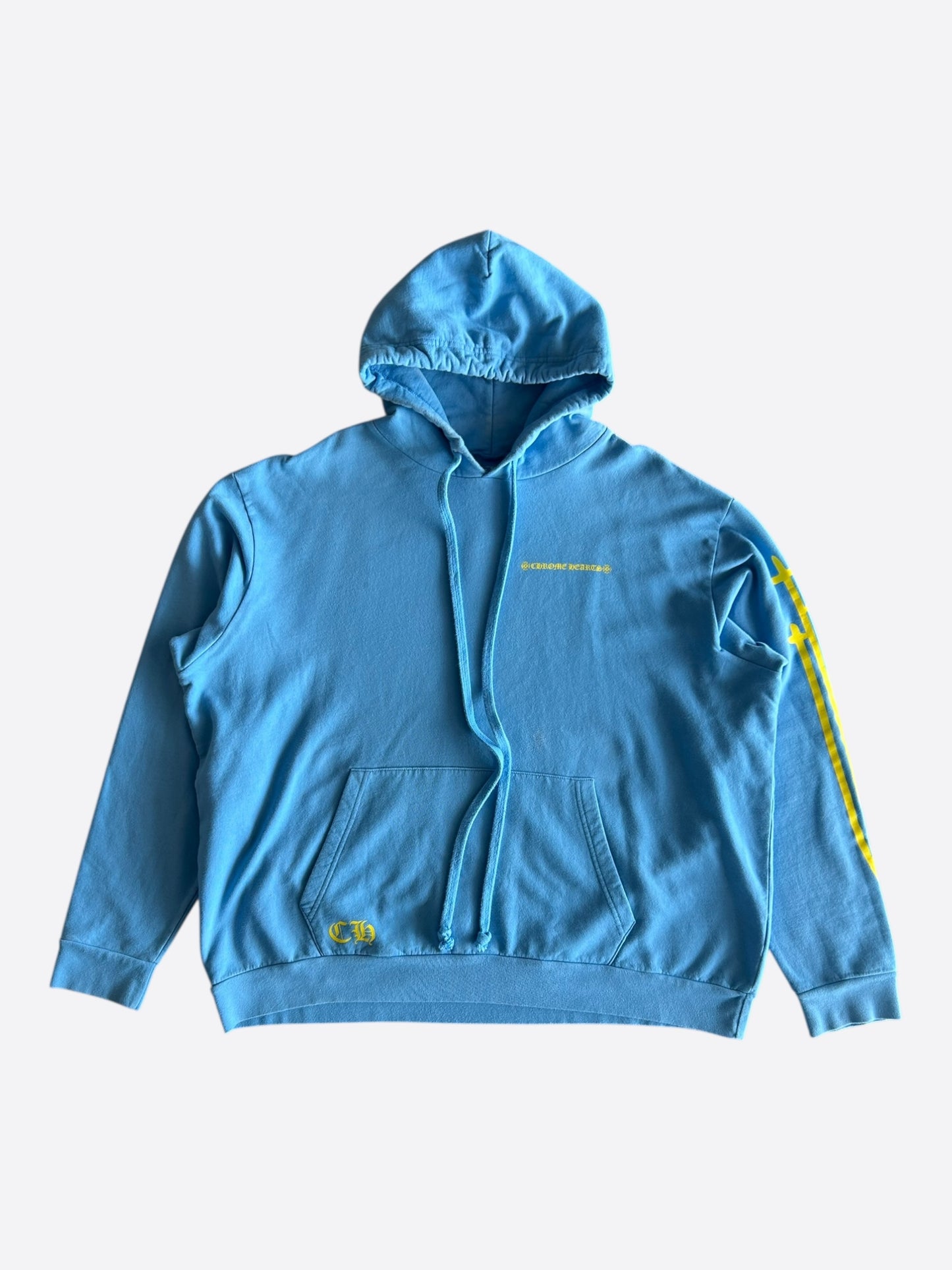 Chrome Hearts Blue & Yellow Miami Exclusive Horseshoe Logo Hoodie