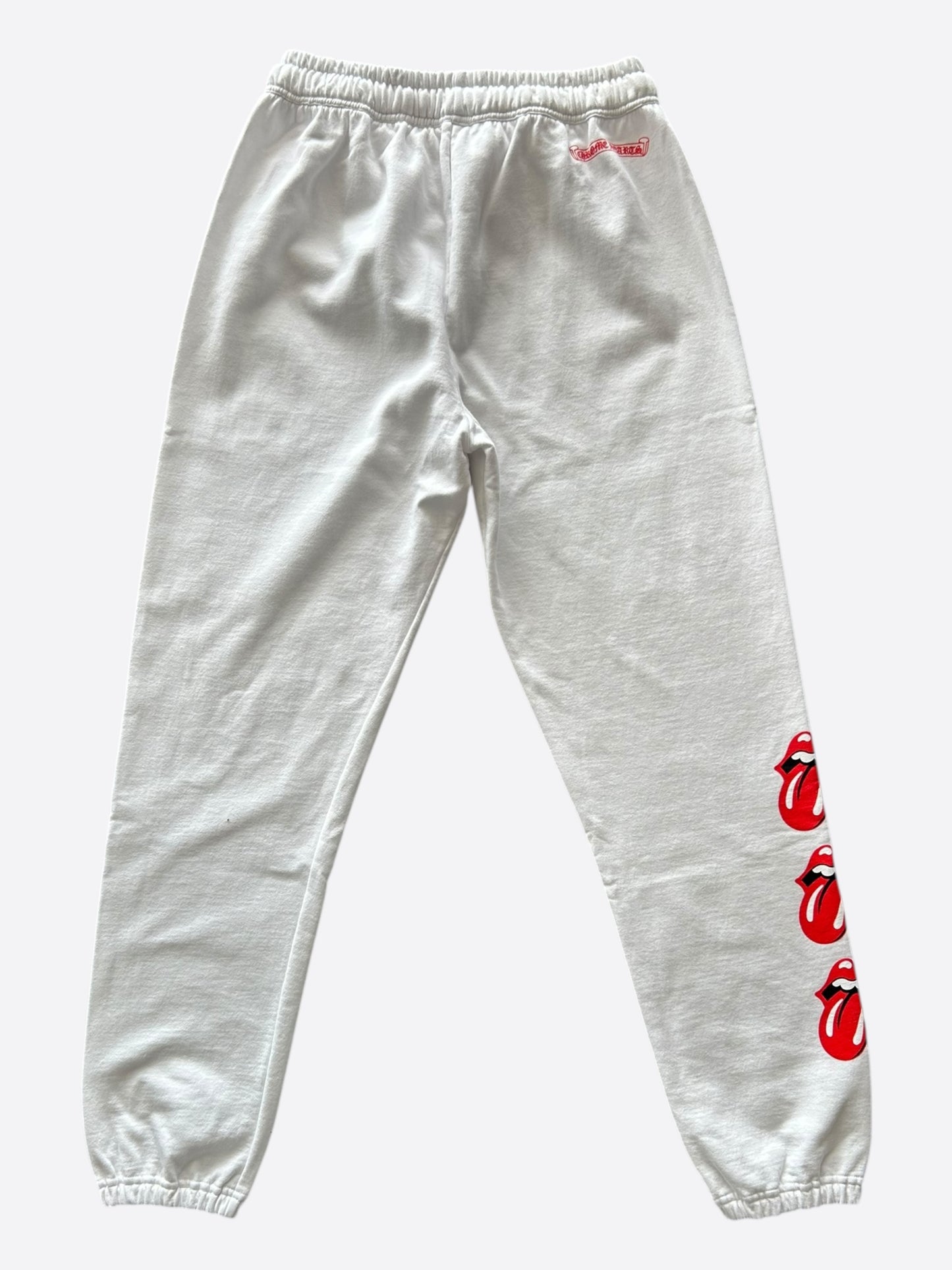 Chrome Hearts White & Red Rolling Stones Logo Sweatpants