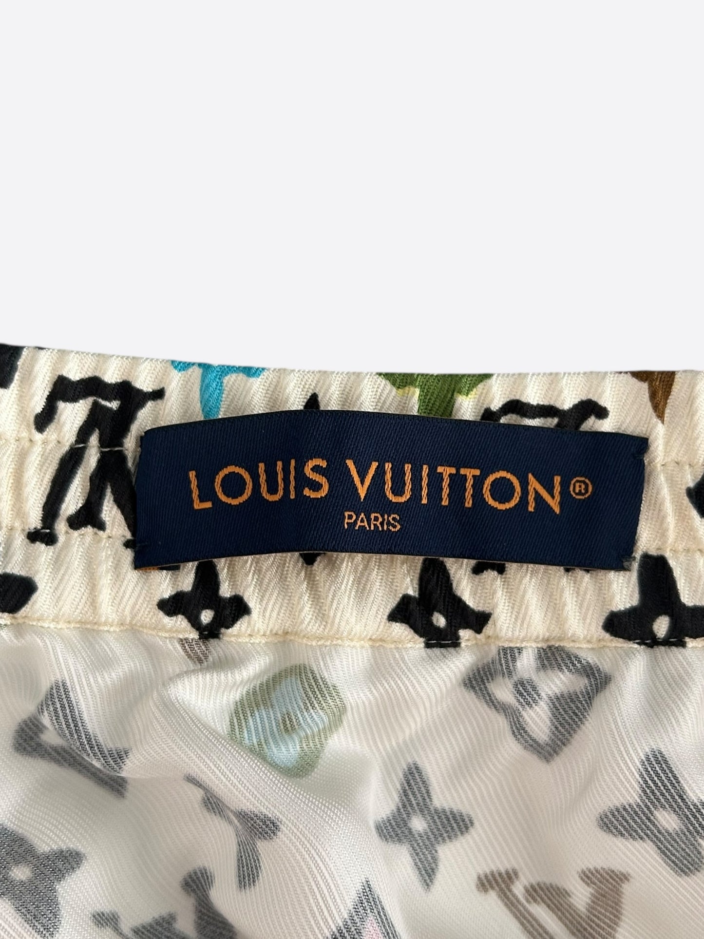 Louis Vuitton Tyler Cream Multicolor Monogram Silk Shorts