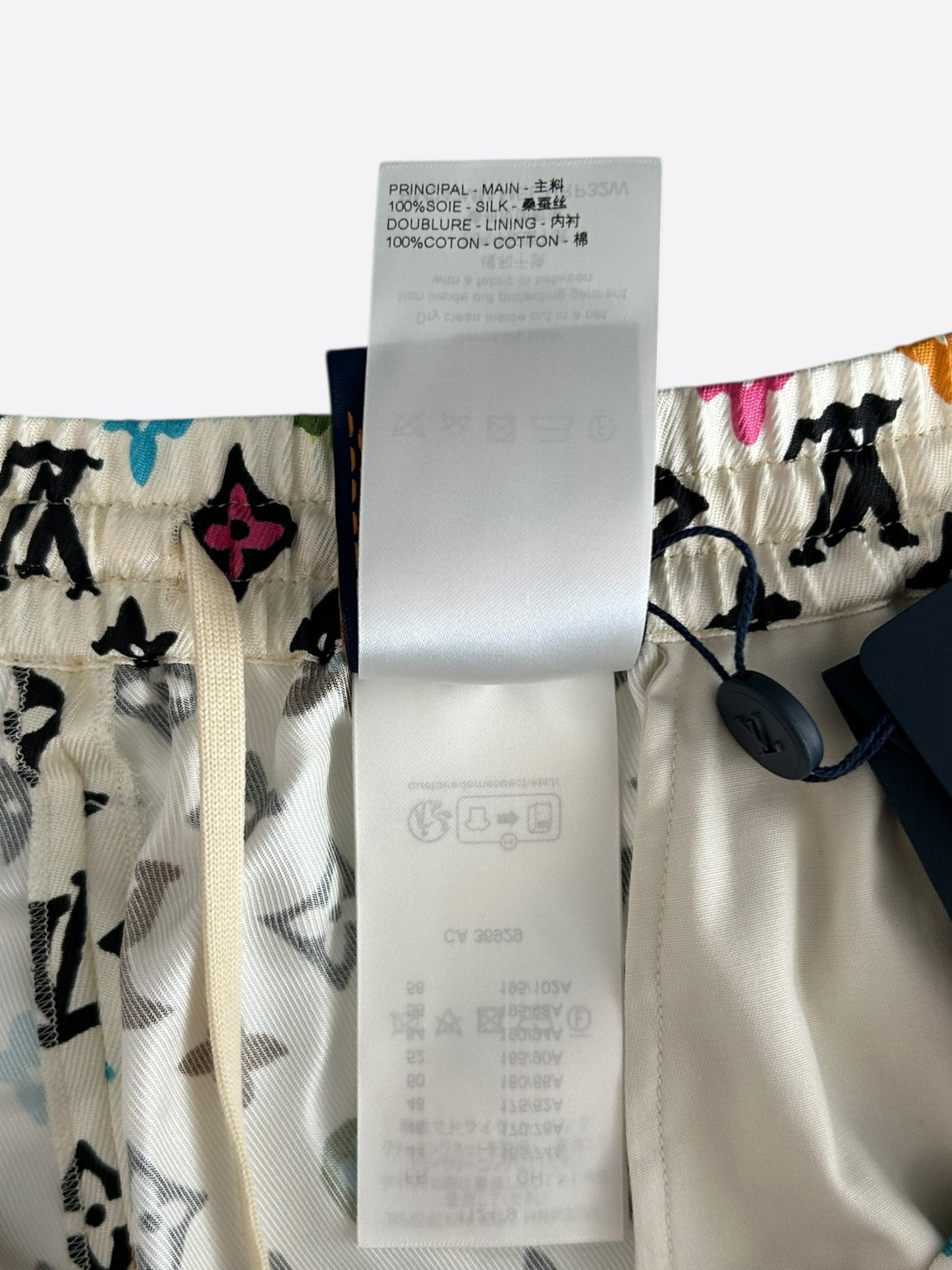 Louis Vuitton Tyler Cream Multicolor Monogram Silk Shorts
