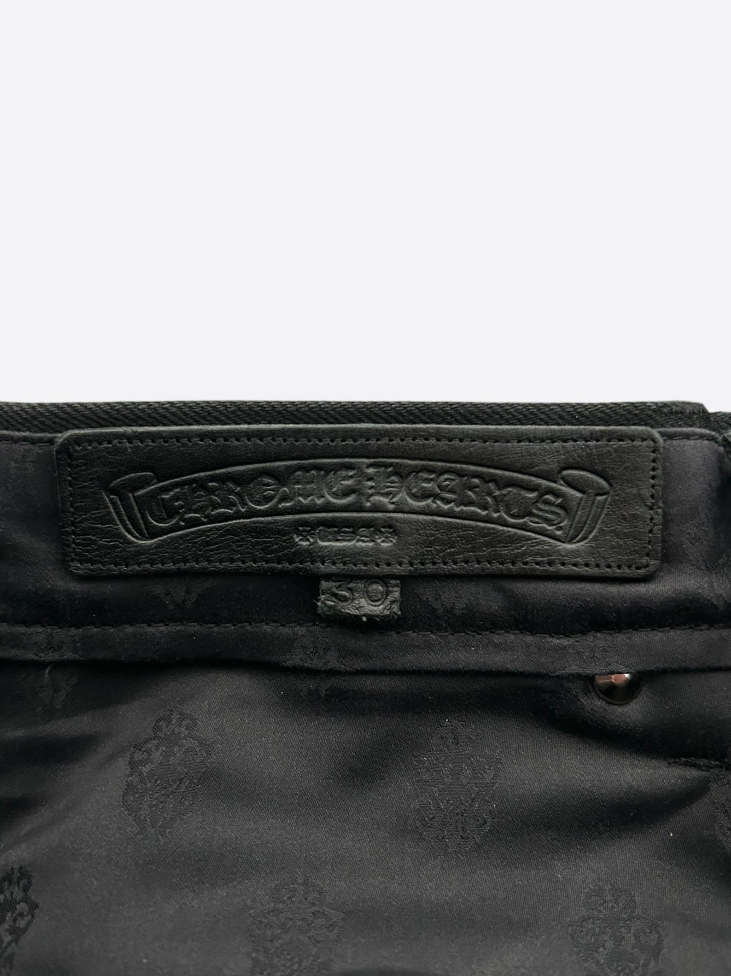 Chrome Hearts Black Fleur Knee Jeans