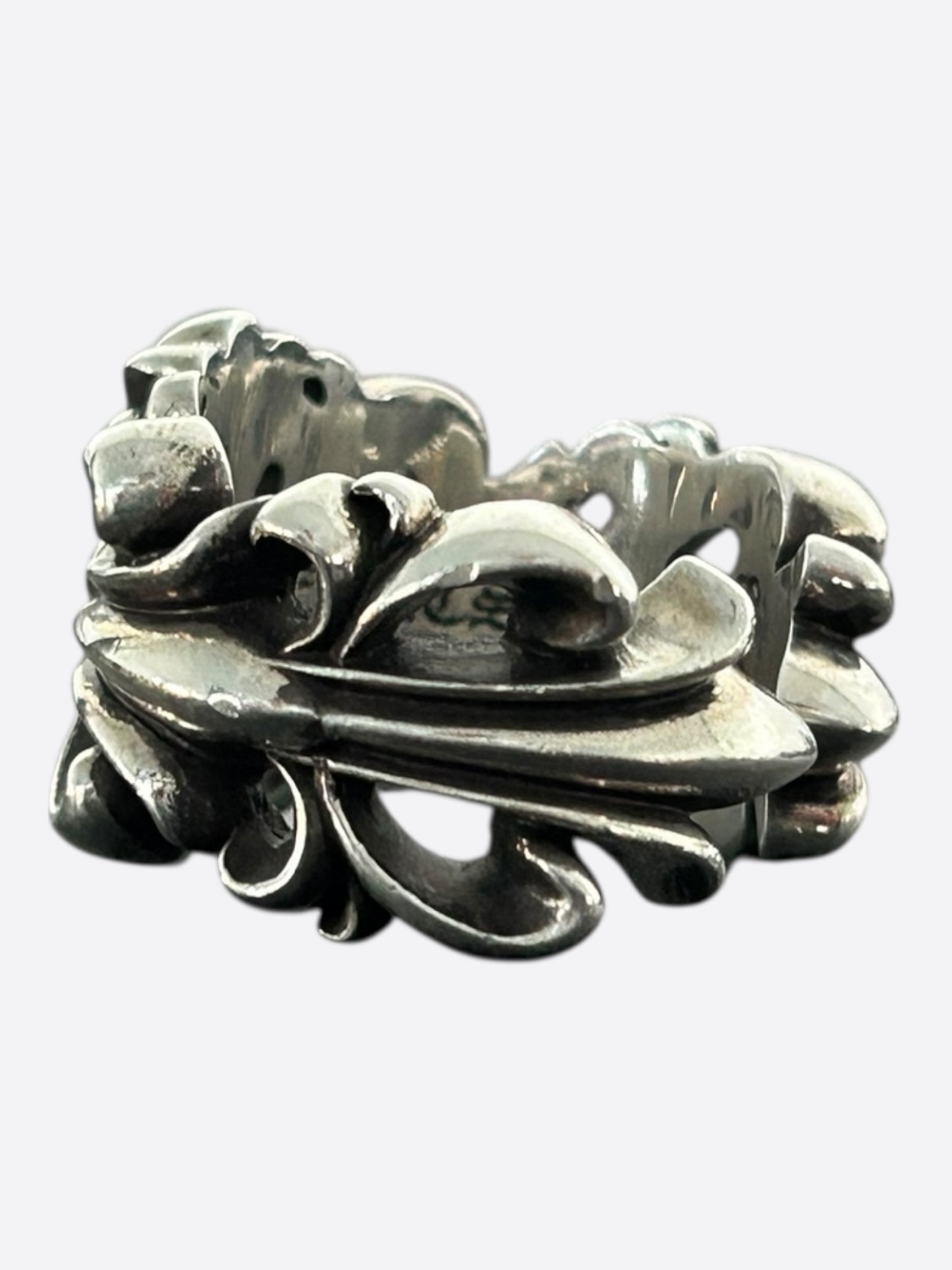 Chrome Hearts Silver Cross Floral Ring