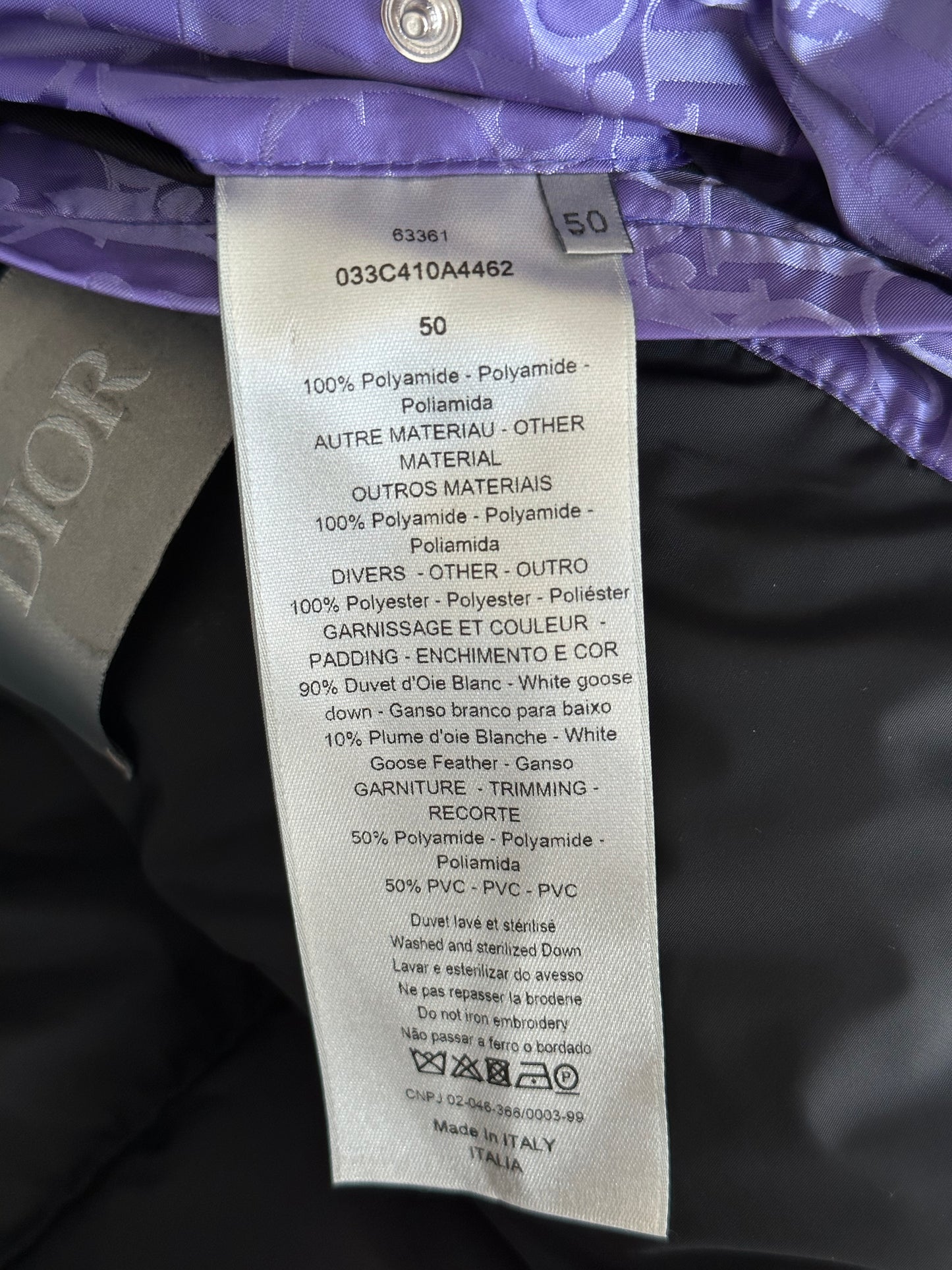 Dior Purple Oblique Puffer Vest