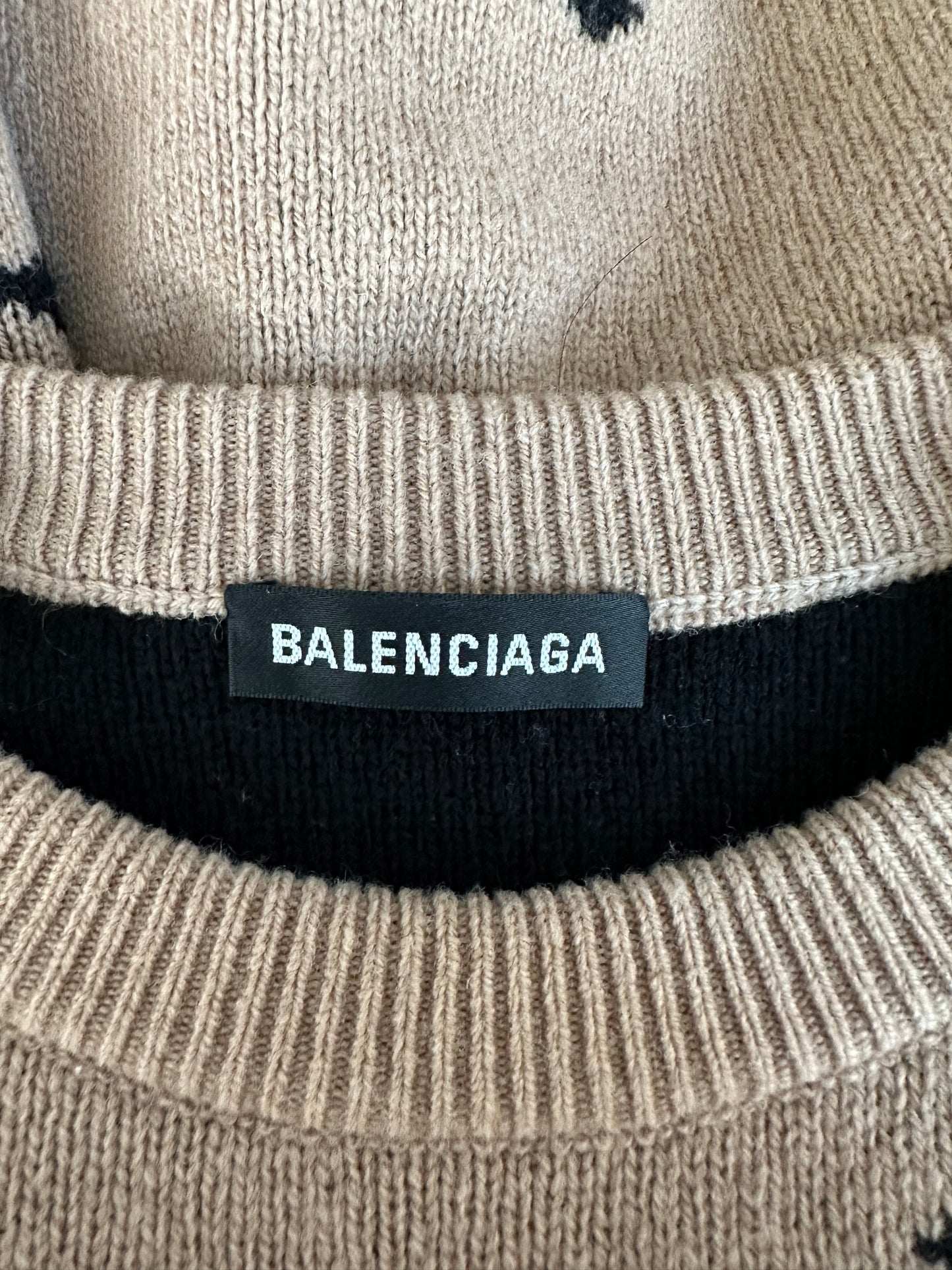 Balenciaga Brown & Black All Over Logo Knit Sweater