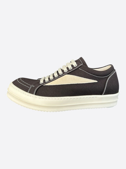 Rick Owens Brown & White Vintage Low Top Sneakers