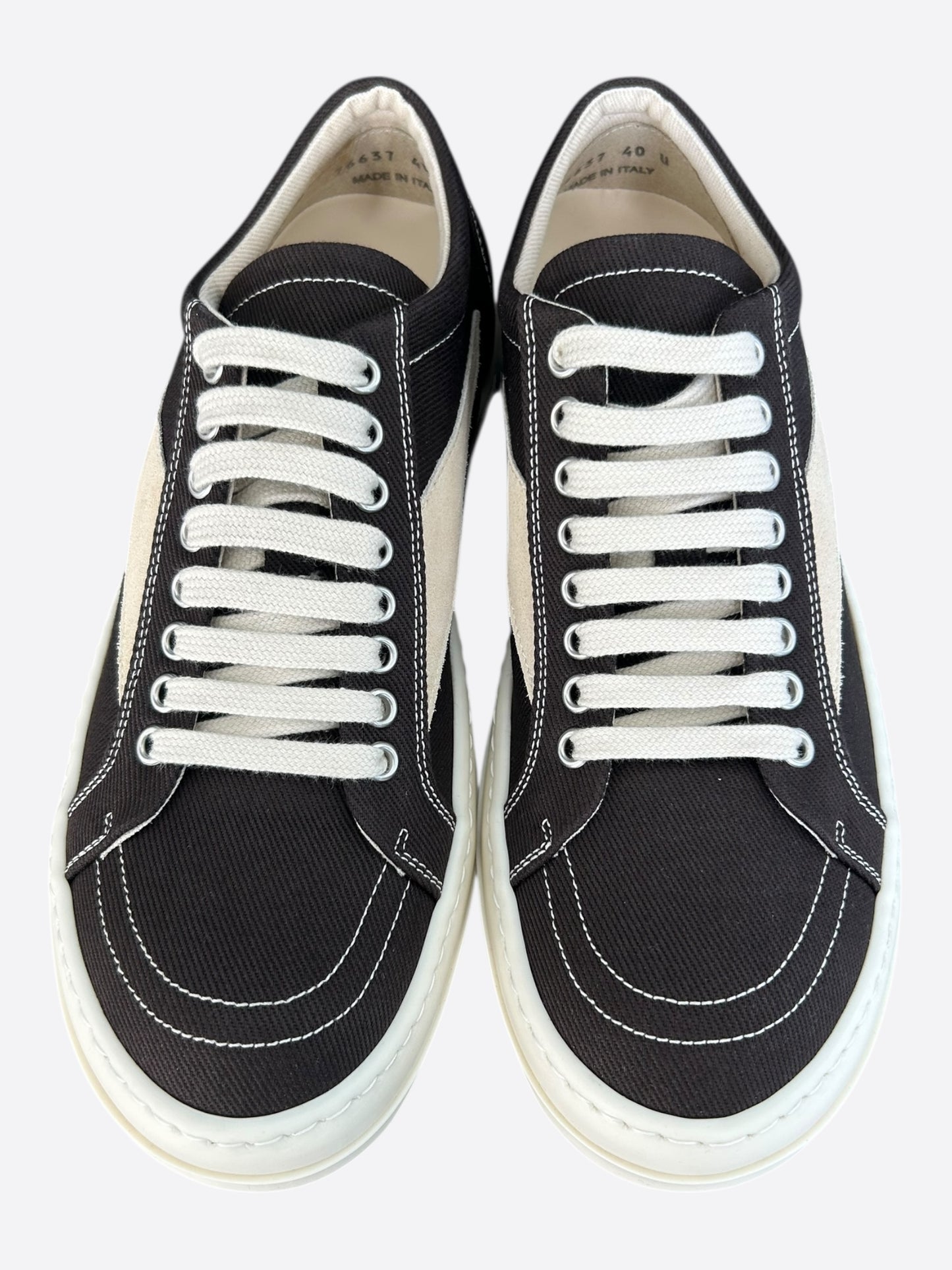 Rick Owens Brown & White Vintage Low Top Sneakers