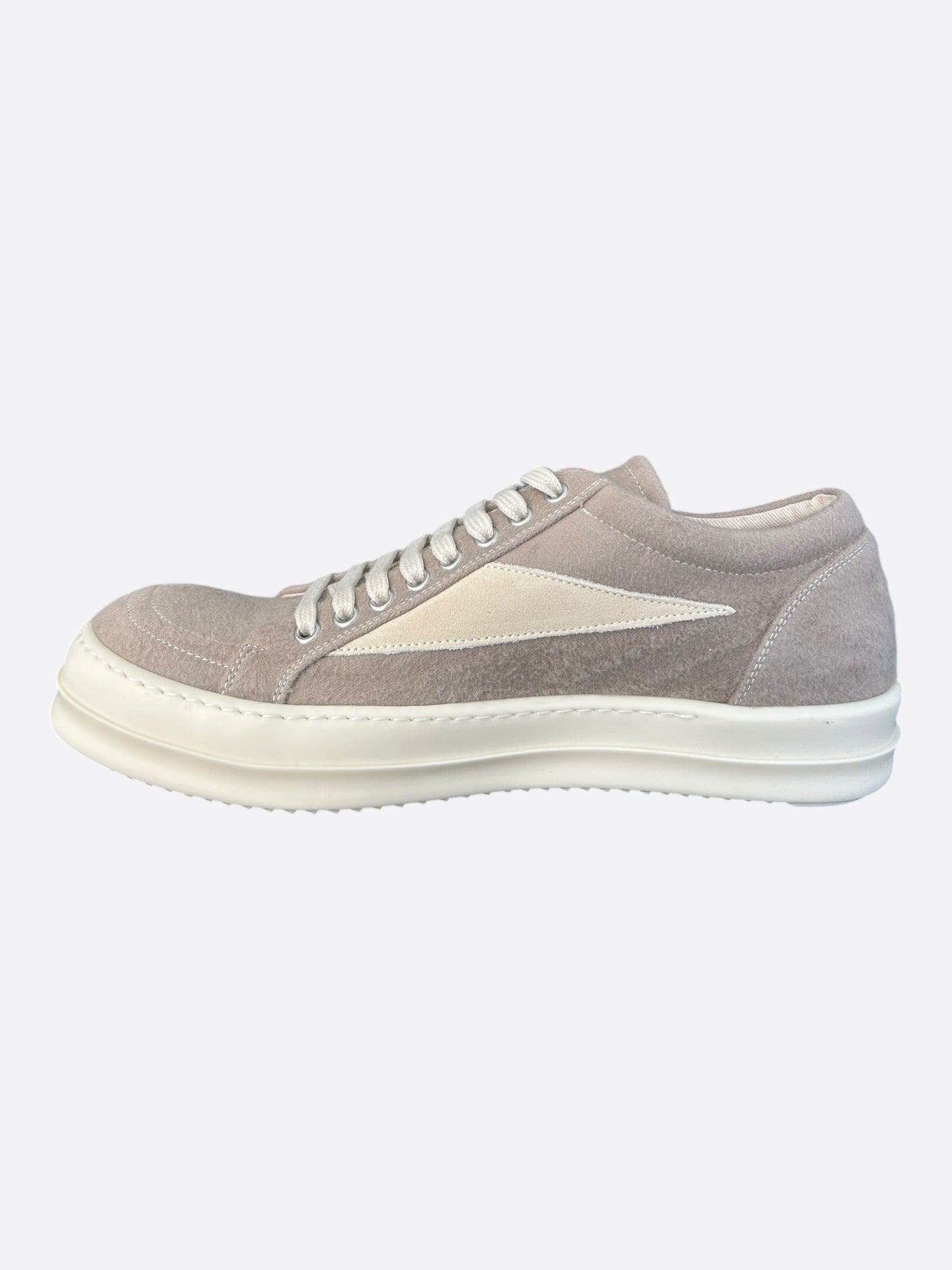 Rick Owens Light Brown & White Vintage Low Top Sneakers