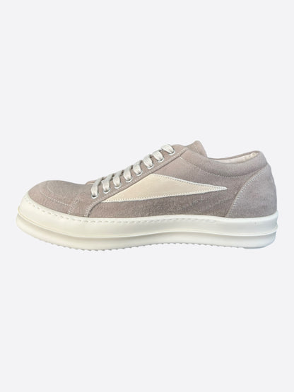 Rick Owens Light Brown & White Vintage Low Top Sneakers