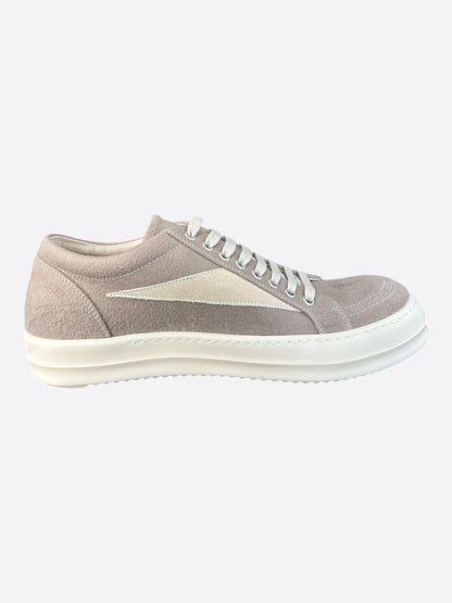 Rick Owens Light Brown & White Vintage Low Top Sneakers