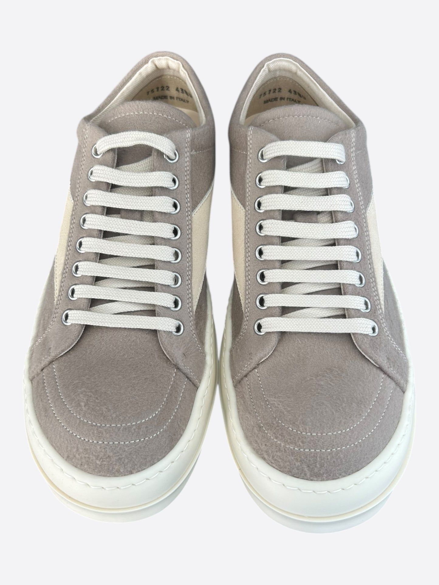Rick Owens Light Brown & White Vintage Low Top Sneakers