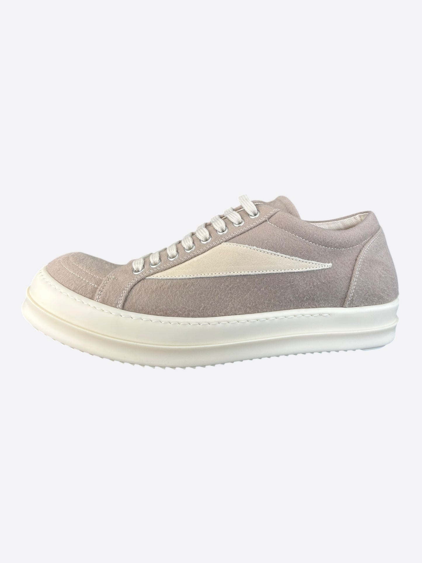 Rick Owens Light Brown & White Vintage Low Top Sneakers