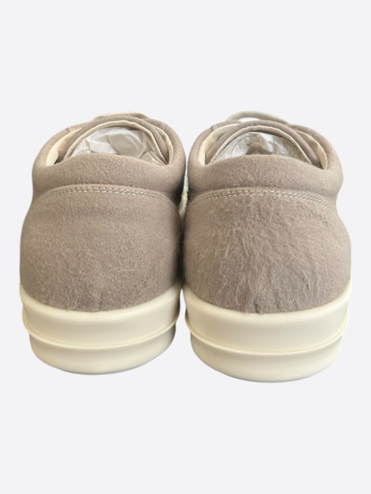 Rick Owens Light Brown & White Vintage Low Top Sneakers