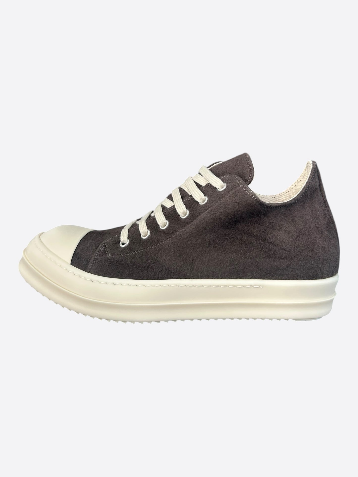 Rick Owens Brown & White Low Top Sneakers