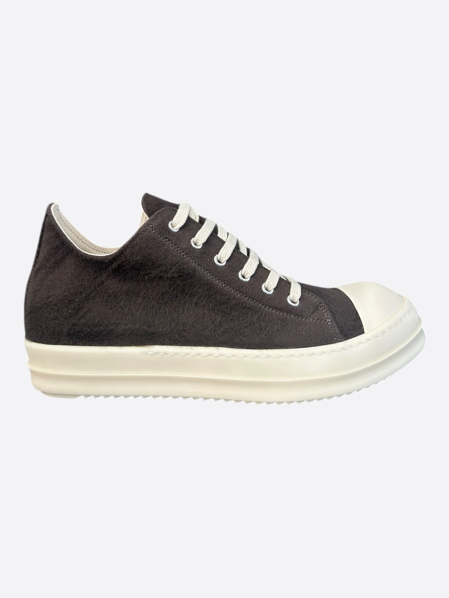 Rick Owens Brown & White Low Top Sneakers