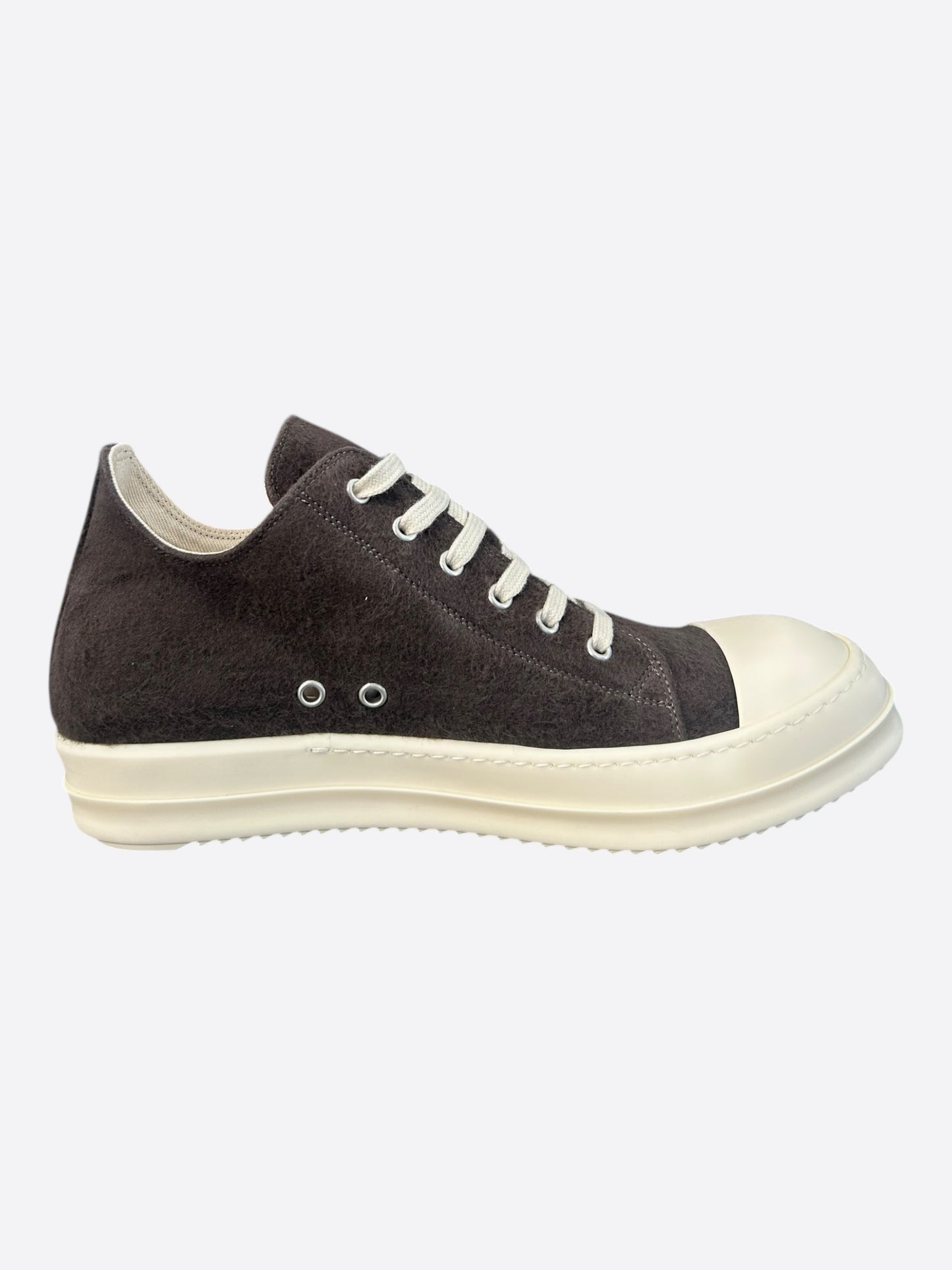 Rick Owens Brown & White Low Top Sneakers