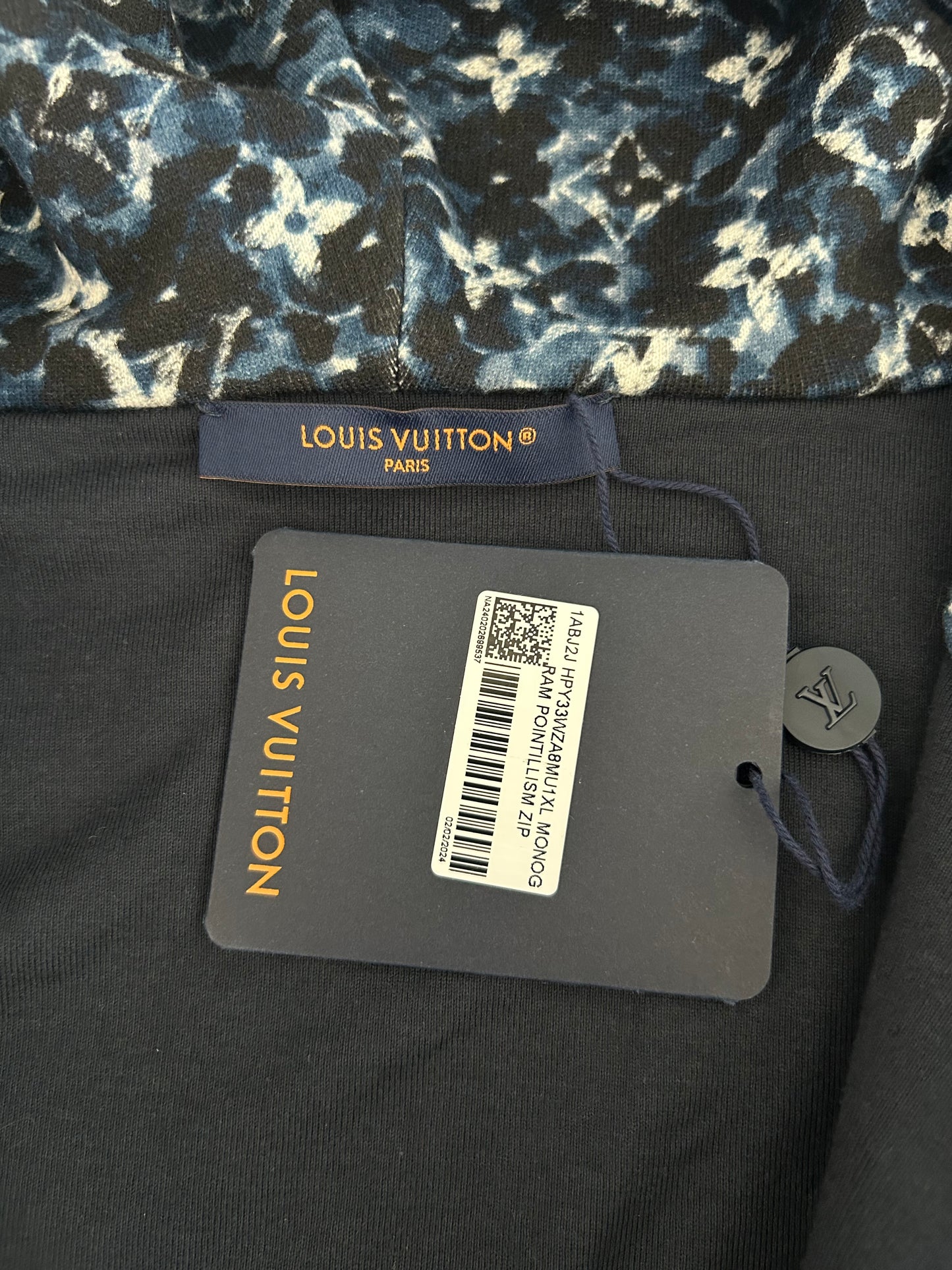Louis Vuitton Blue Pointillism Monogram Zip Up Hoodie