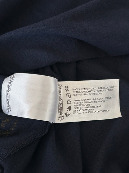 Chrome Hearts Navy & Yellow Dagger Logo Longsleeve T-Shirt