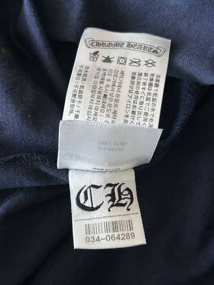 Chrome Hearts Navy & Yellow Dagger Logo Longsleeve T-Shirt