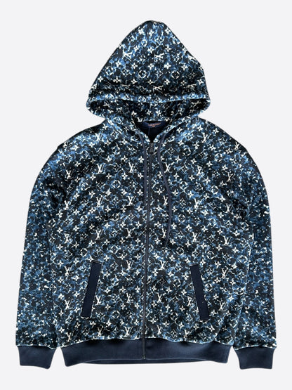 Louis Vuitton Blue Pointillism Monogram Zip Up Hoodie