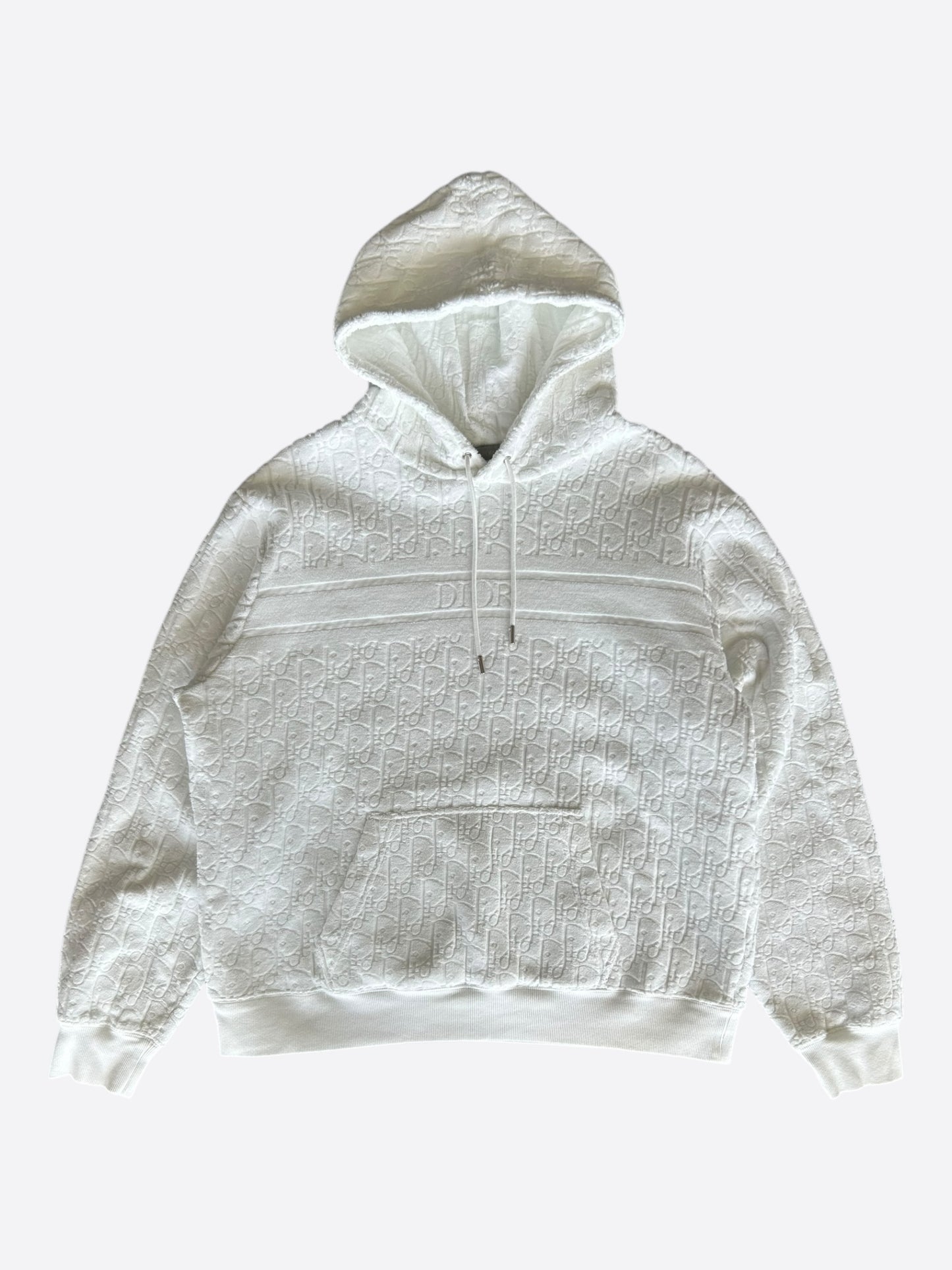 Dior White Oblique Towel Hoodie