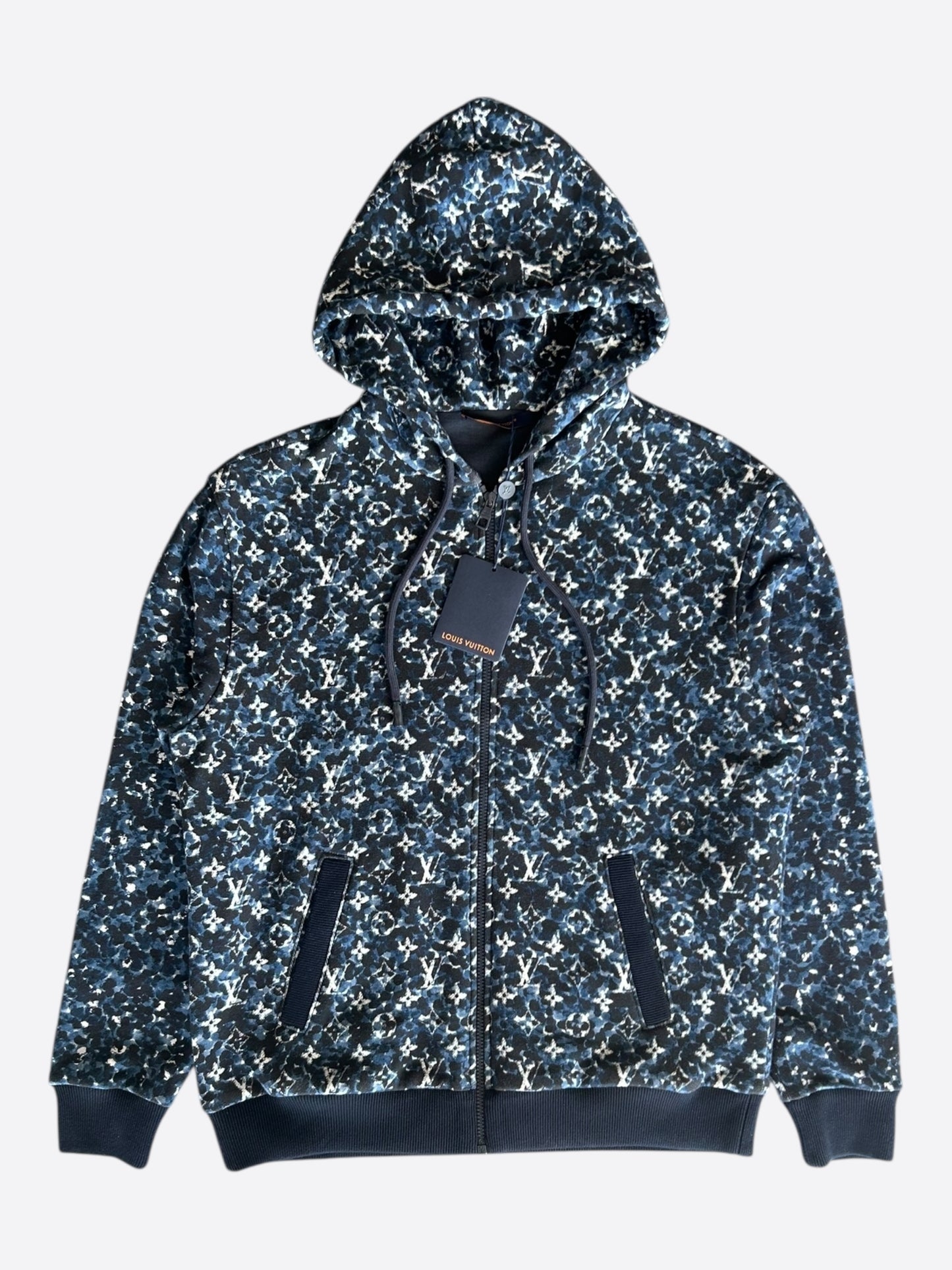 Louis Vuitton Blue Pointillism Monogram Zip Up Hoodie