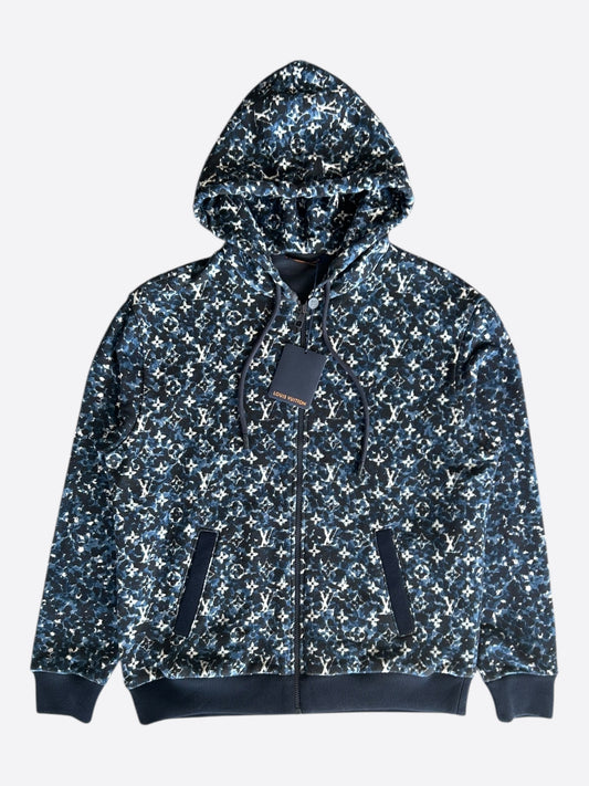 Louis Vuitton Blue Pointillism Monogram Zip Up Hoodie