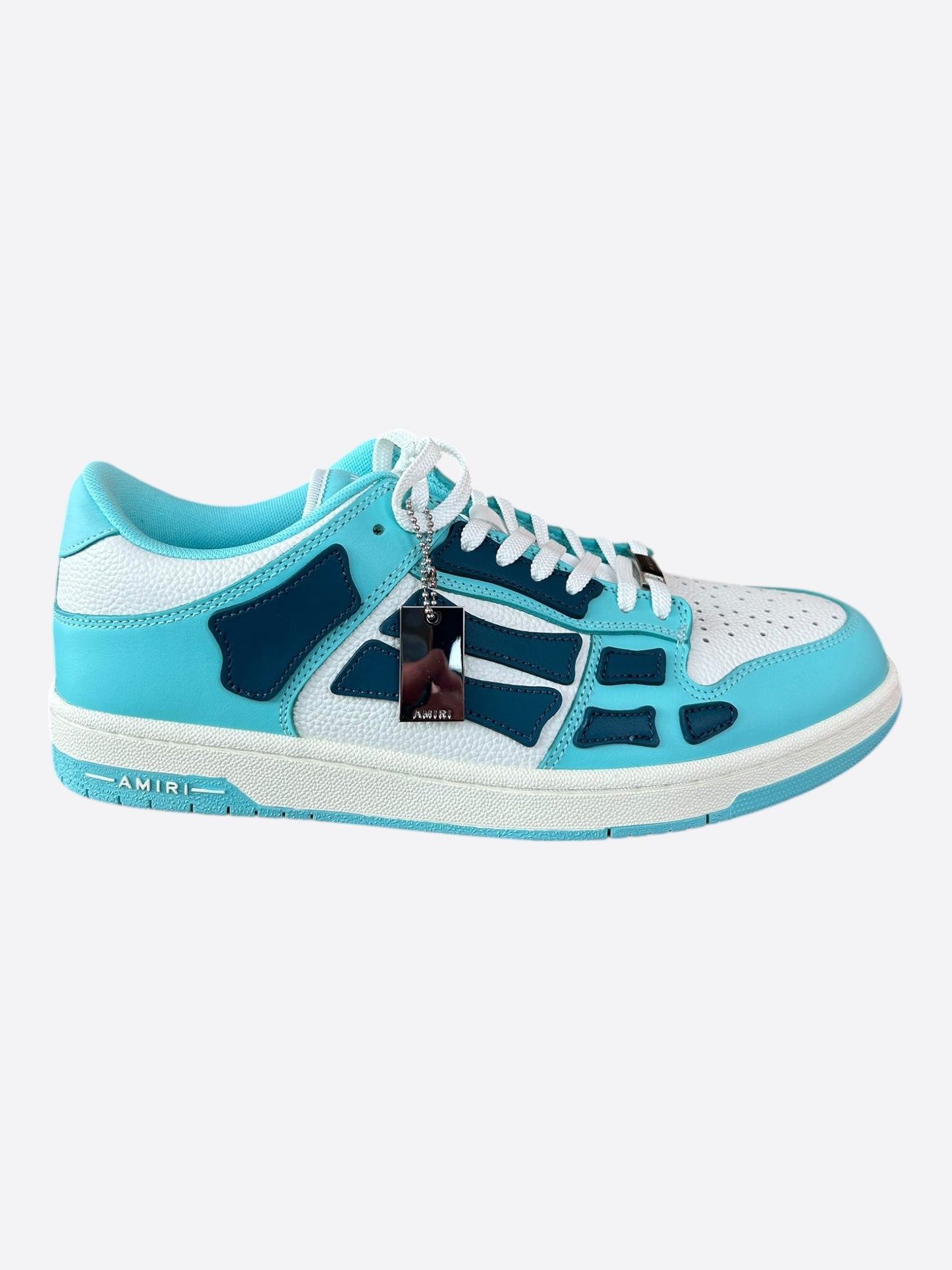 Amiri Turquoise & White Skeleton Low Top Sneakers