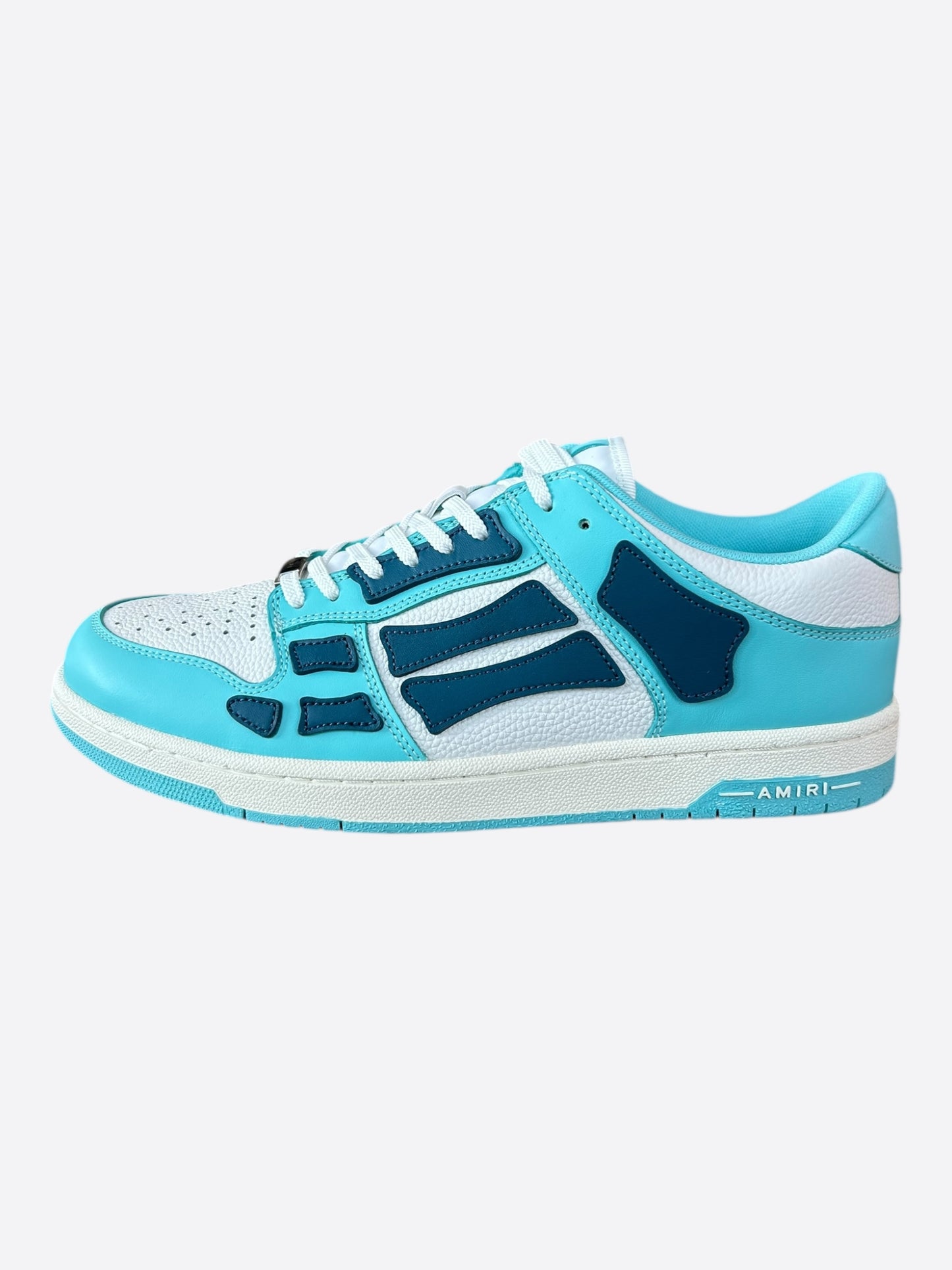 Amiri Turquoise & White Skeleton Low Top Sneakers