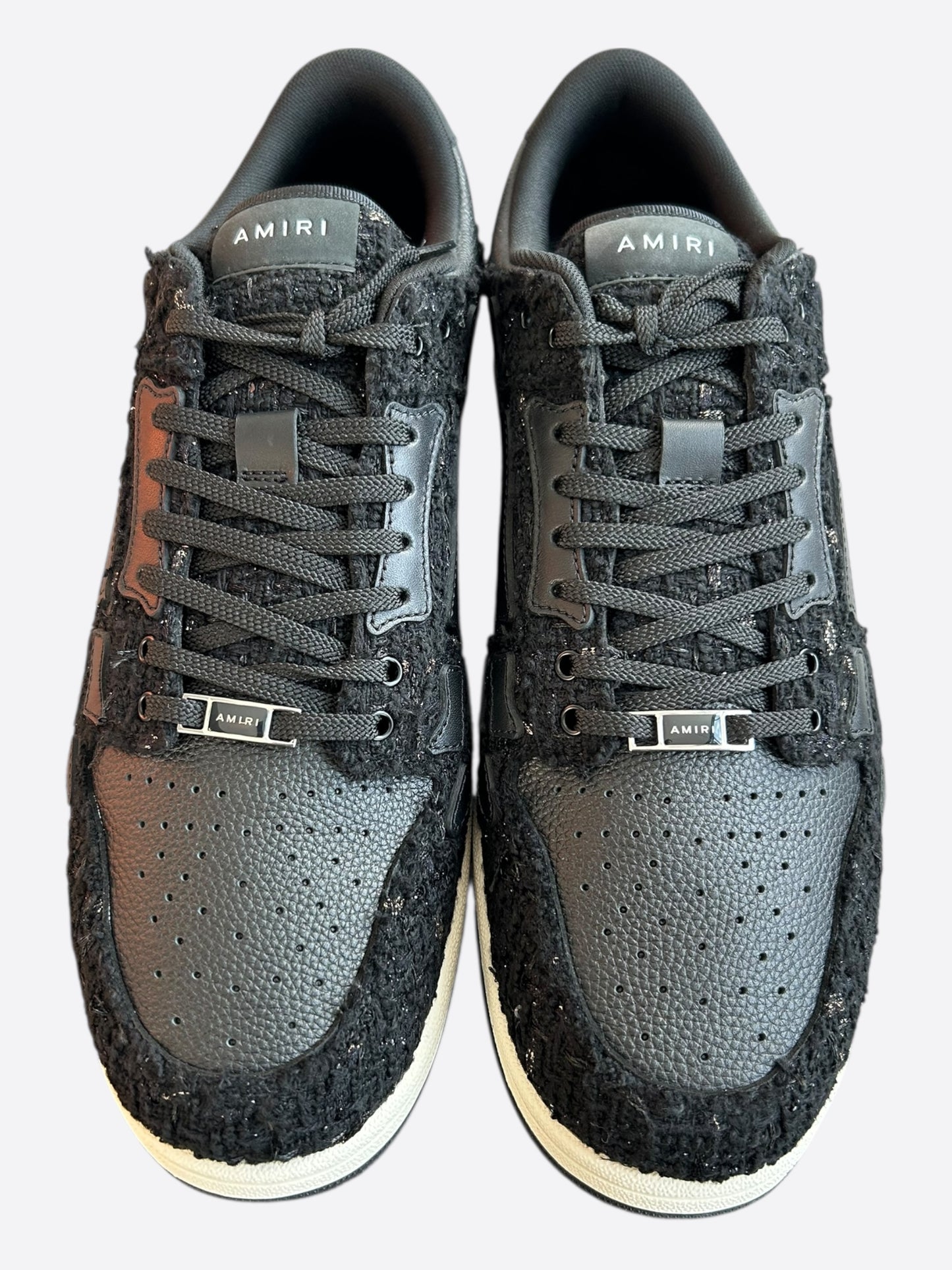 Amiri Black & Grey Boucle Skel Low Top Sneakers