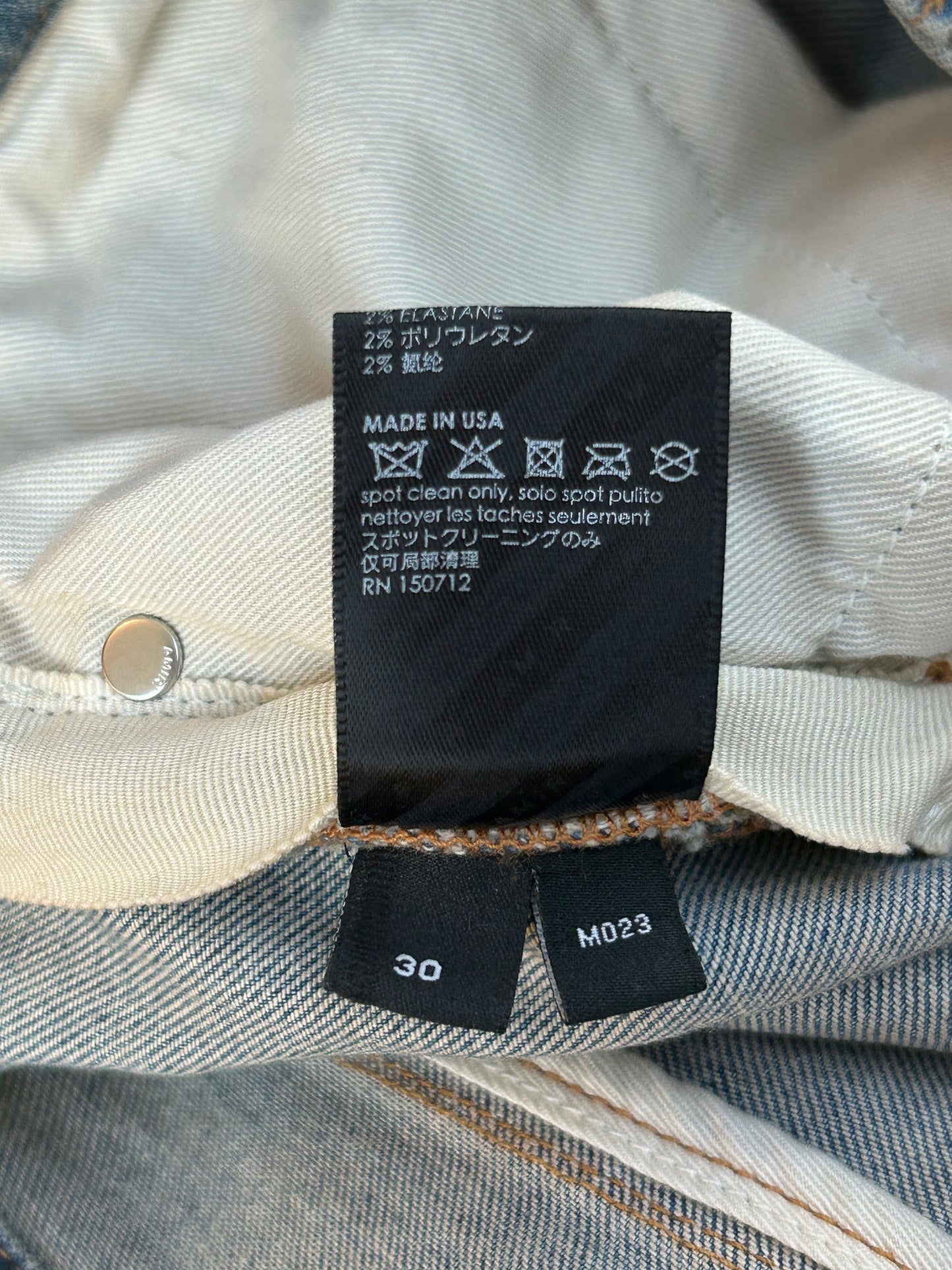 Amiri Antique Indigo Camouflage Bandana Patch Thrasher Jeans