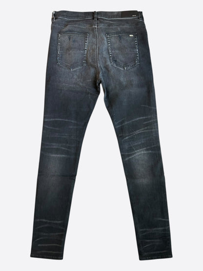 Amiri Aged Black Slash Distressed Straight Jeans