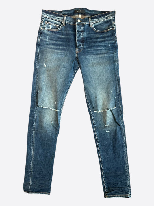 Amiri Deep Classic Slash Distressed Straight Jeans