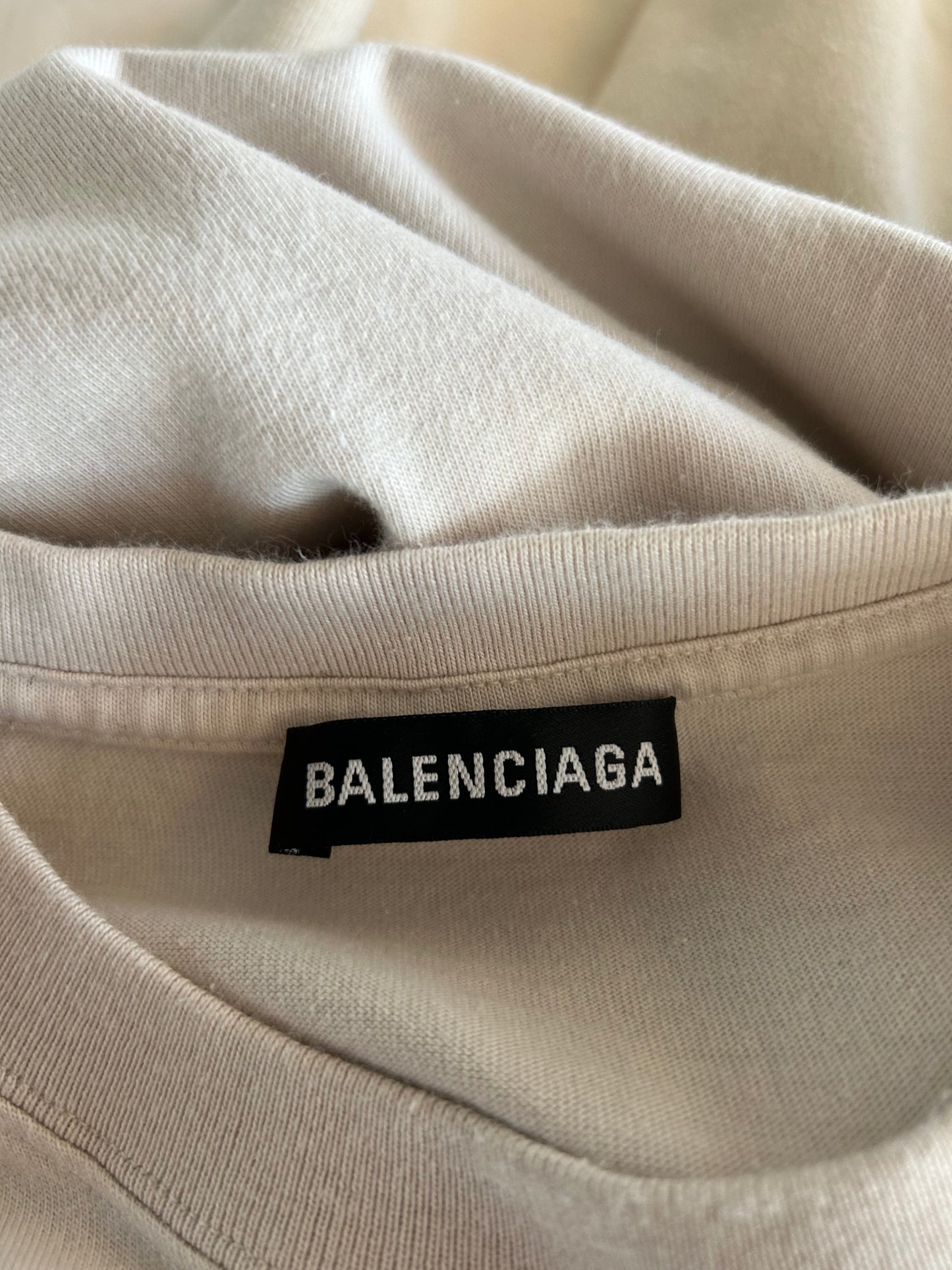 Balenciaga Cream & Blue Logo T-Shirt
