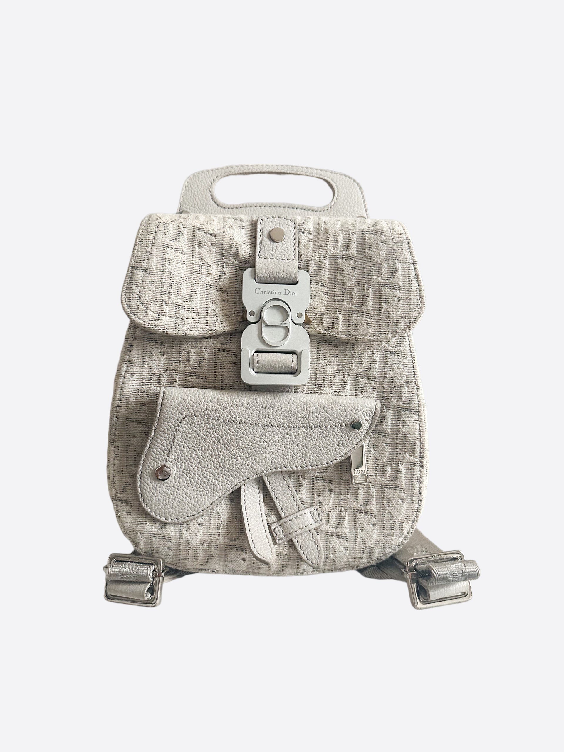 Dior White Oblique Mini Saddle Backpack – Savonches