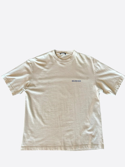 Balenciaga Cream & Blue Logo T-Shirt